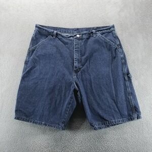 Wrangler Denim Shorts Mens 38 Blue Carpenter Straight 9" Baggy Skate Jorts Y2K c